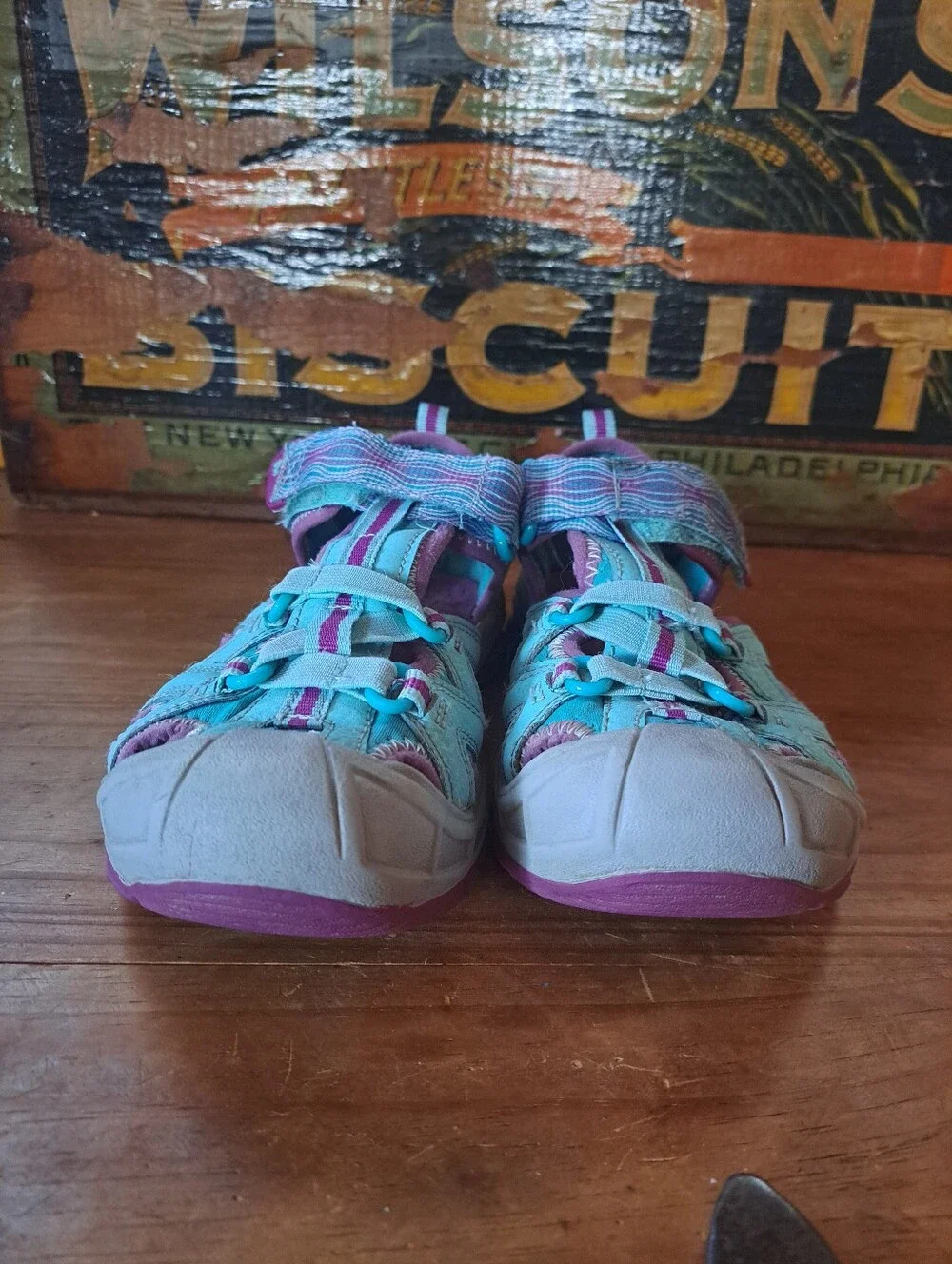 Merrell Hydro Sport Kids Sandals Size 13 Turquoise Purple Leather Water Shoes